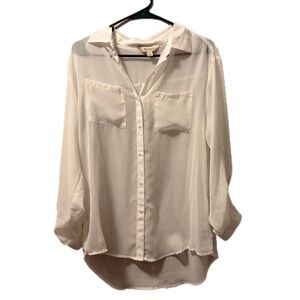 Decree sheer white blouse button up